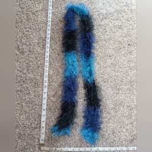 Blue and Black Fuzzy Scarf